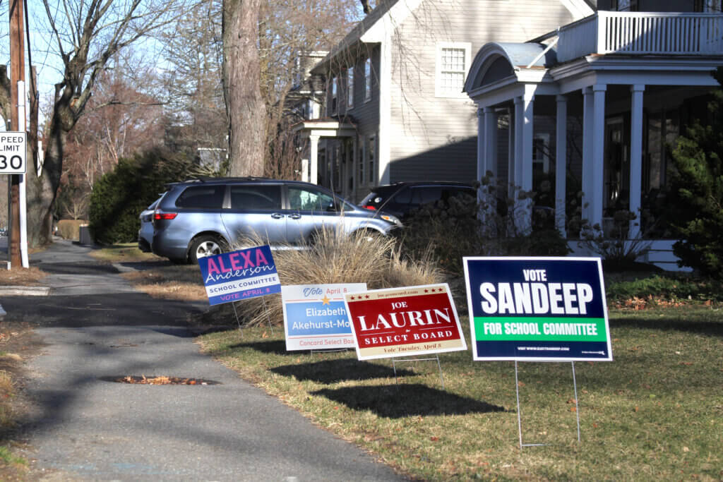 Alexa Anderson, Elizabeth Akehurst-Moore, Joe Laurin, and Sandeep Pisharody have held multiple joint campaign events during this year’s election season. Photo: Dakota Antelman/The Acton Bridge