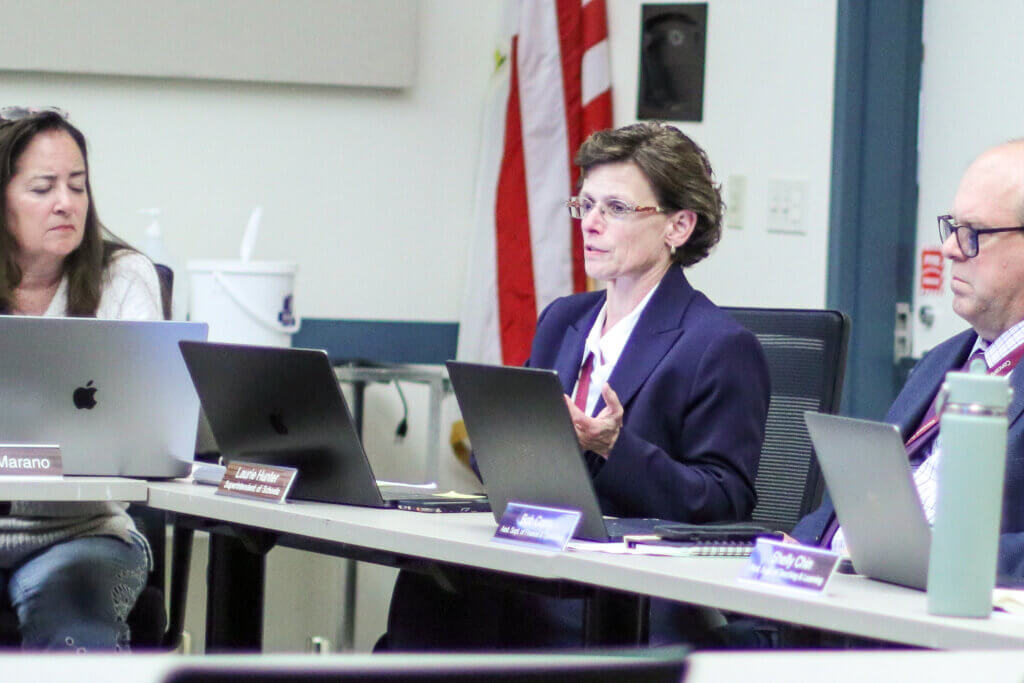Schools Superintendent Laurie Hunter, center, discussed two new committees addressing tech use. Photo: Trace Salzbrenner/ The Acton Bridge