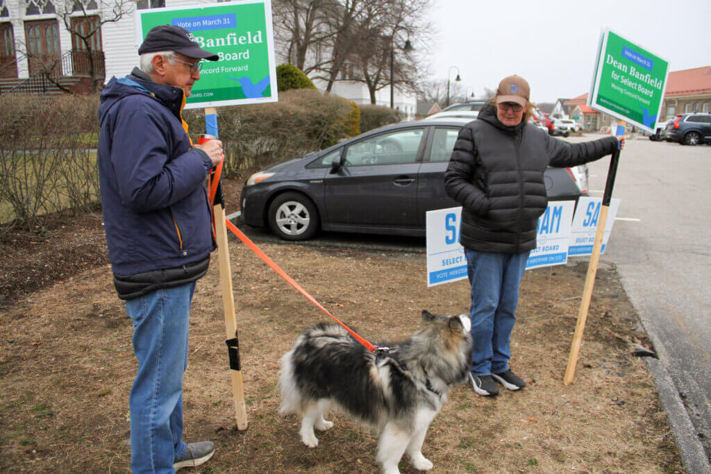Court and Reyne Booth (and their dog Yaz) were among the volunteers helping Dean Banfield on the campaign trail this spring. Photo: Dakota Antelman/The Acton Bridge