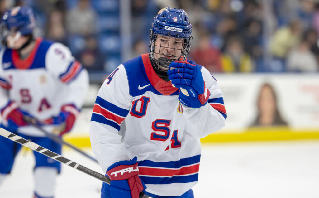 Acton’s Richard Gallant on the ice with the USA Hockey National Team Development program. Photo courtesy of USA Hockey