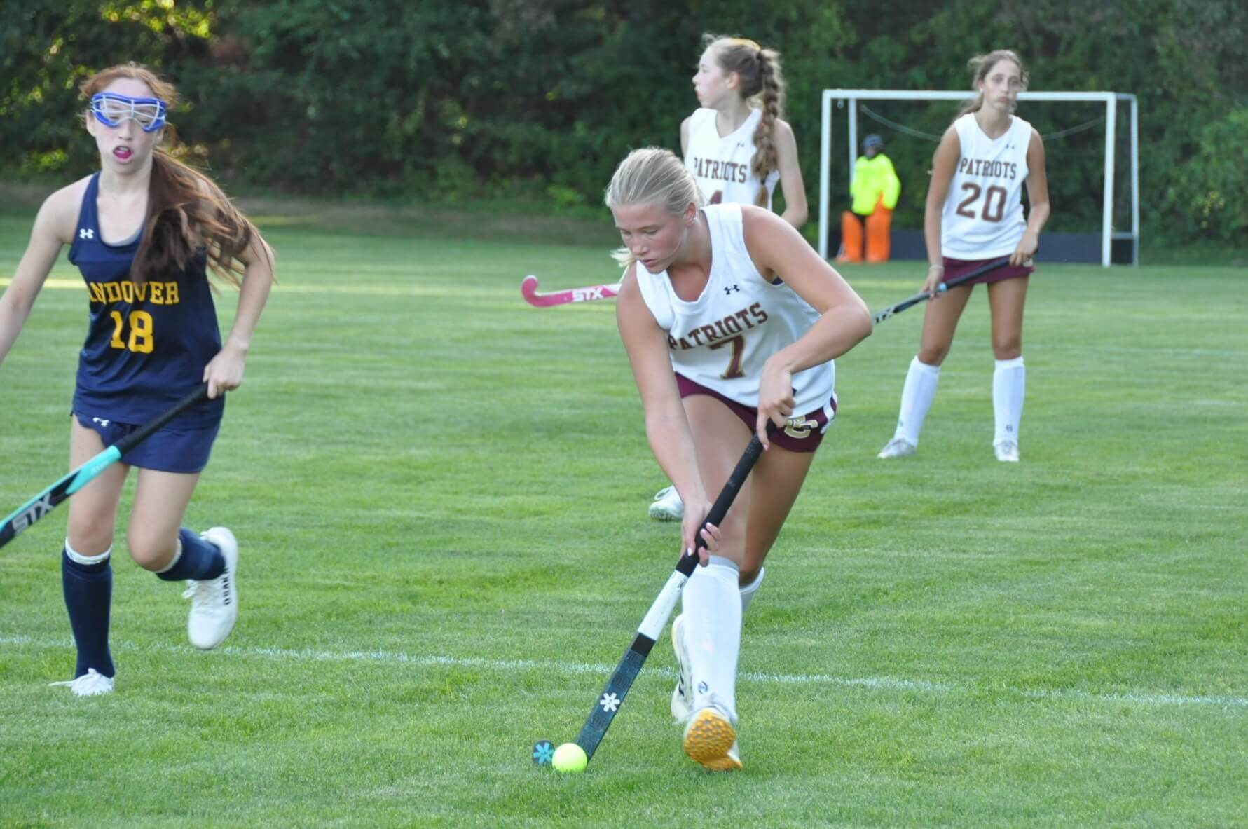 Freshman Ellie Bridgman maneuvers against Andover. Photo by David Clancy