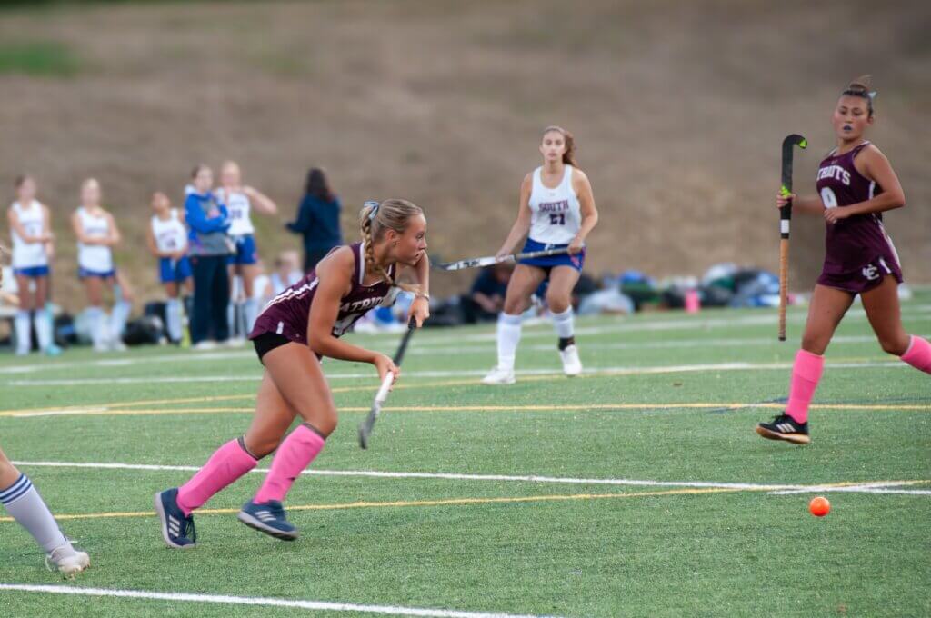 Nadia Minkin holds the fort against Newton South. Photo by David Clancy