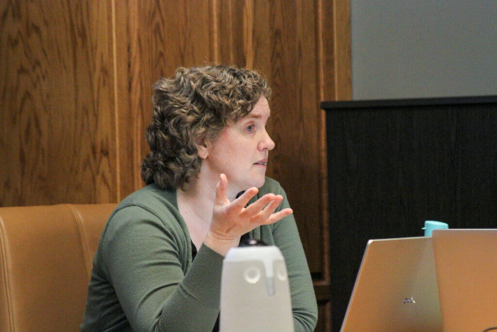 Town Chief Financial Officer Jennifer Barrett speaks during a Financial Audit Advisory Committee meeting. Photo: Dakota Antelman/The Acton Bridge