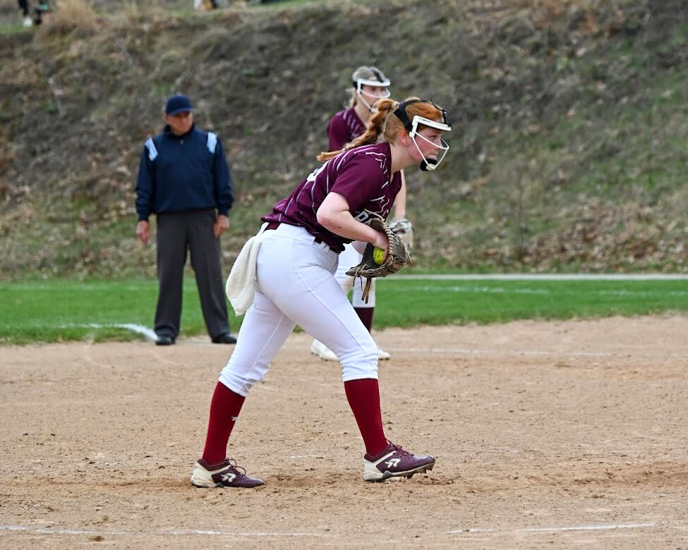 Pitcher Alex Tyson winds up en route to a win. She had 10 strikeouts and just two walks on the day. Photo by Kristin Martines