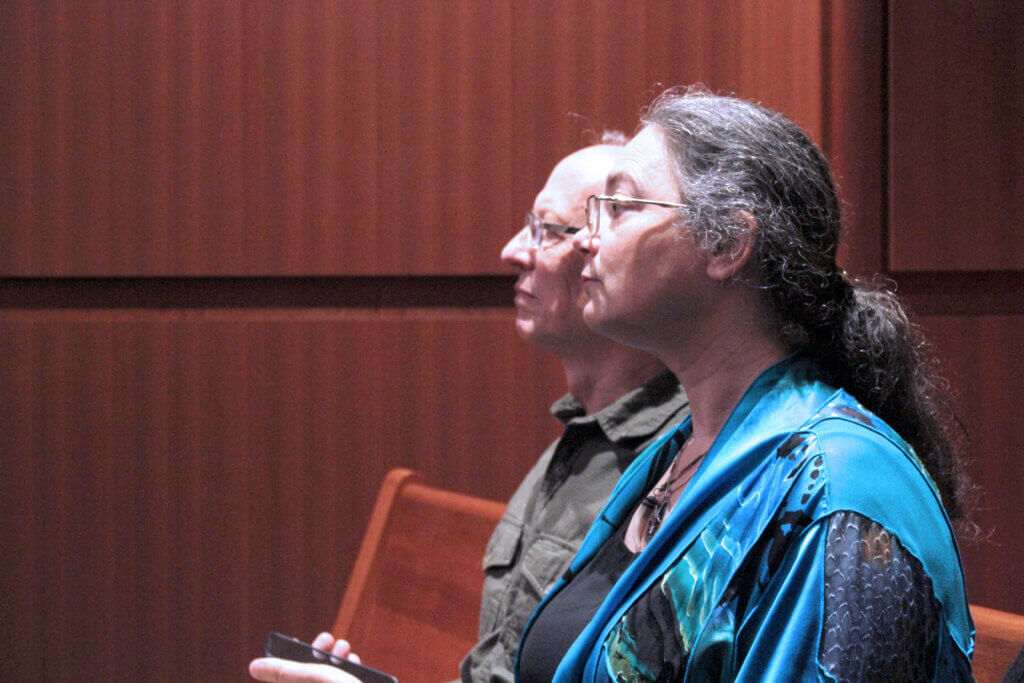 Estabrook defendants Brooks Read and Susannah Kay listen in court on May 7. Photo: Dakota Antelman/The Acton Bridge