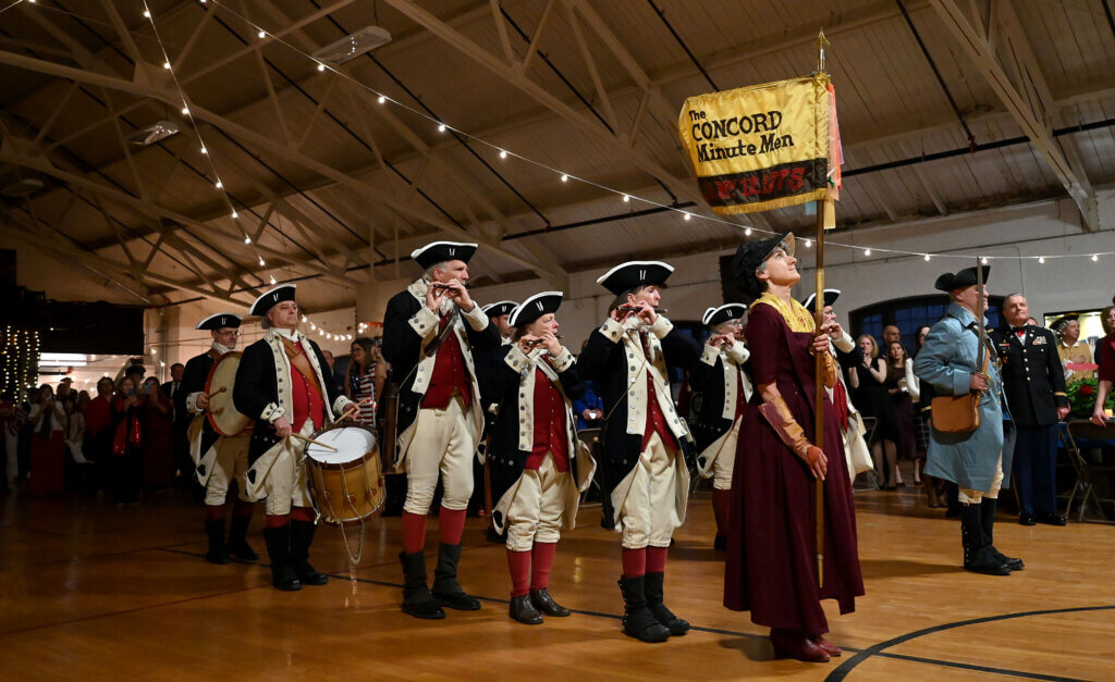 The Acton Minute Men Fife and Drum Corps perfrom to start the 2025 Patriots’ Ball at the Acton Armory on Saturday, April 12, 2025. Ken McGagh/The Acton Bridge