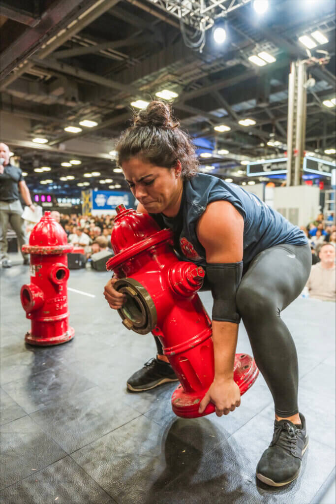 Samantha Hamilton lifted hydrants ranging from 130 to 170 pounds onto a platform in 36 seconds. Courtesy photo