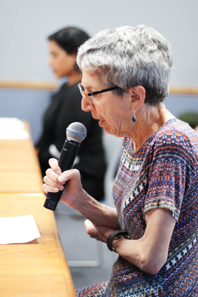 DEI Commission co-Chair Nancy Brown said Monday that “it’s time to mobilize as a community” in response to recent antisemitism in the public schools. Photo: Trace Salzbrenner/The Acton Bridge