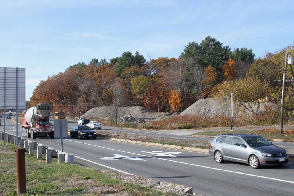 Large dirt piles have been a common sight near the Acton rotary in recent years. Photo: Dakota Antelman/The Acton Bridge