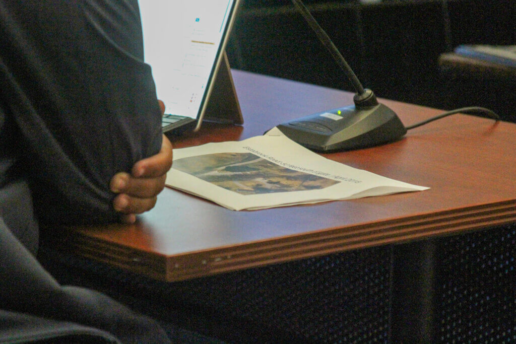 Lawyers brought images of the Estabrook area, including one from April 2018, to their Select Board presentation. Photo: Dakota Antelman/The Acton Bridge