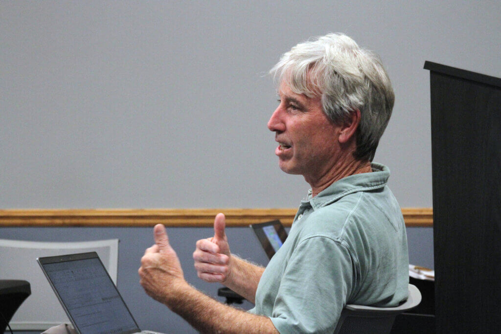 Public Works Director Alan Cathcart speaks during a recent MCI-Acton Advisory Board meeting. Photo: Dakota Antelman/The Acton Bridge