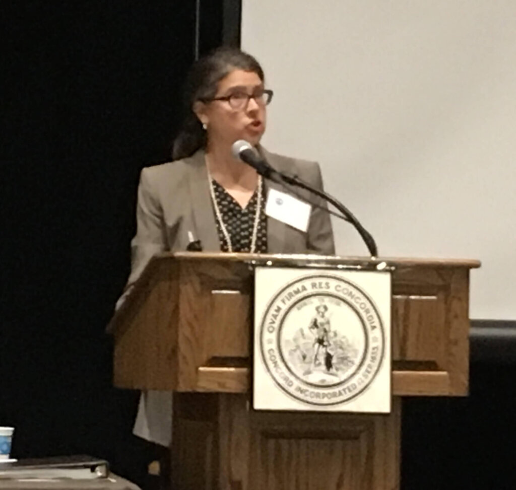 Carmin Reiss presides over her first Special Town Meeting in 2016. Courtesy photo