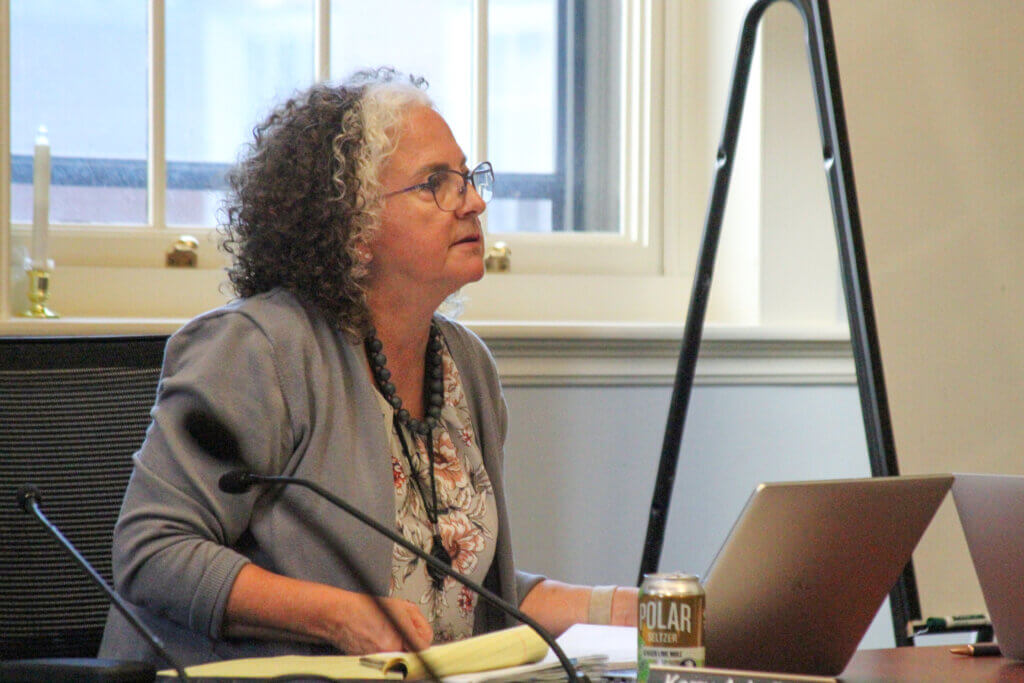 Town Manager Kerry Lafleur speaks during an August 31 Select Board meeting. Photo: Dakota Antelman/The Acton Bridge