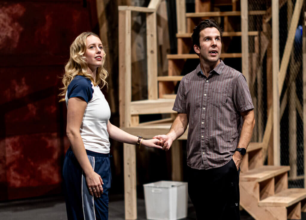 Michelle Moran, left, plays Shelley to Shea’s Bat Boy. Photo by Jim Sabitus