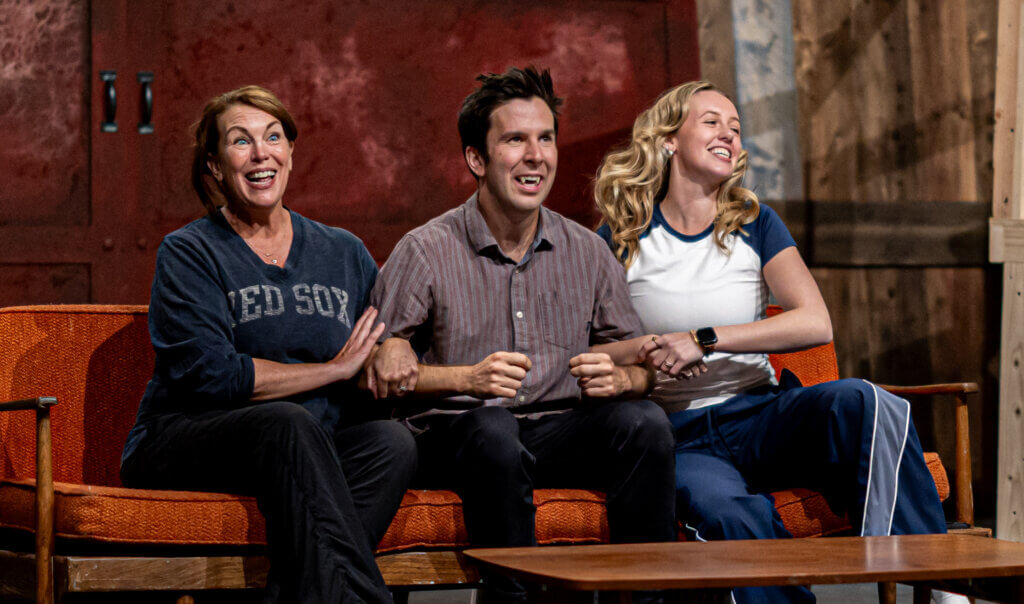 Amy Barker, left, as Meredith, rehearses with Shea and Moran. Photo by Jim Sabitus