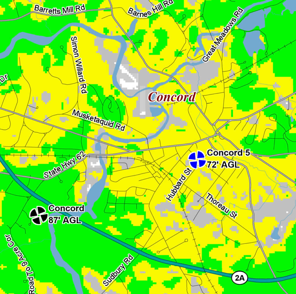 Verizon cell signal data shows the current state of 700 MHz LTE coverage around Acton Center.