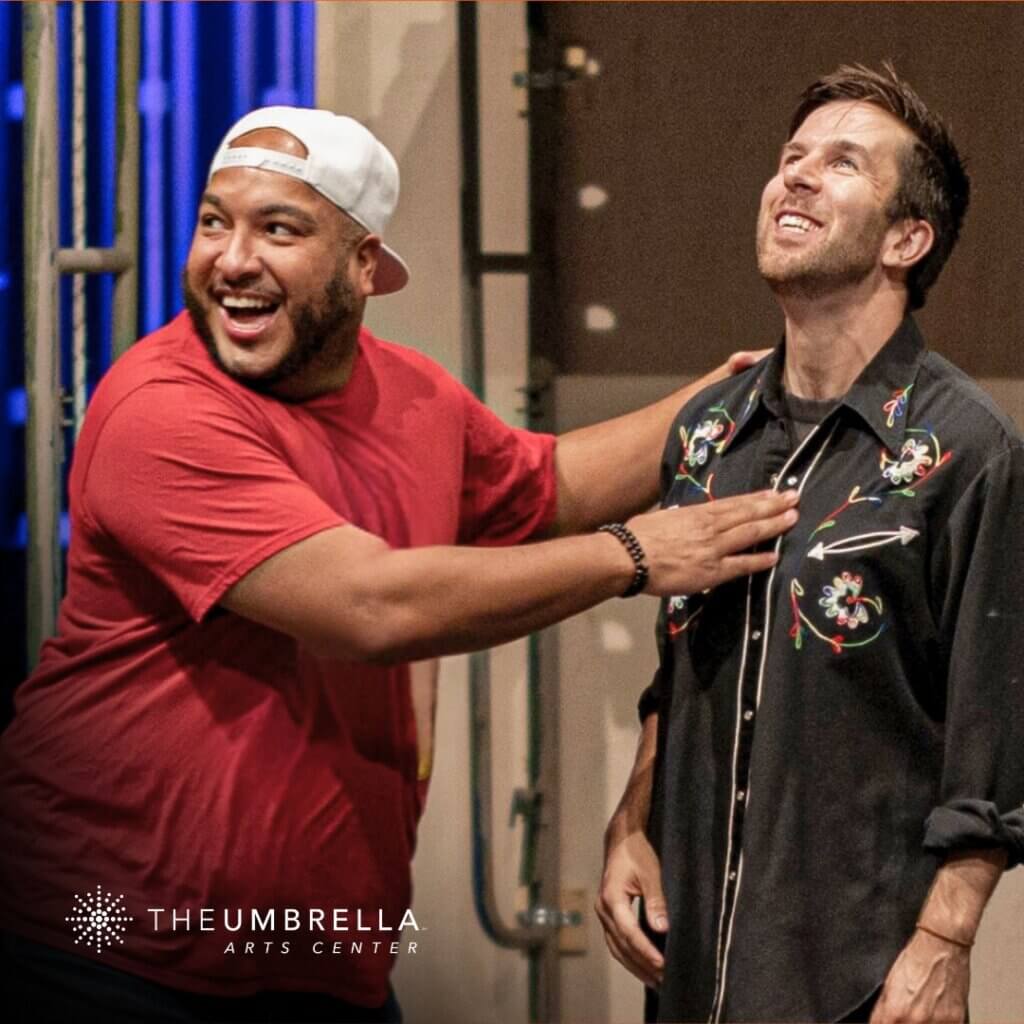 Anthony Pires Jr., left, plays Michael, the best friend of Jon (portrayed by Johnny Shea), right. Photo by Jim Sabitus for The Umbrella